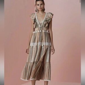 Hemant and Nandita Boho Tassel Midi Dress Size M